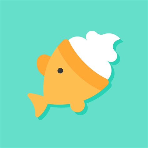 Fish Shaped Ice Cream Vector Illustration Sweets Flat Style Icon