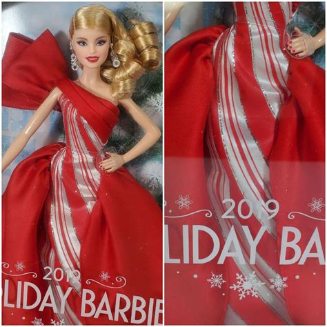 New 2019 Holiday Barbie Doll Blonde Curls Red White Mattel Fxf01 Ebay Holiday Barbie Dolls