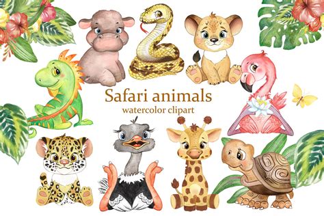 Safari Animals Clipart Jungle Animal Watercolor African Animals By