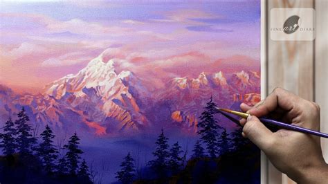 How To Paint Mountains Acrylic Painting Easy Way To Paint Violet