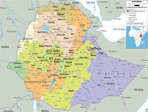 Large Detailed Political And Administrative Map Of Ethiopia With Roads