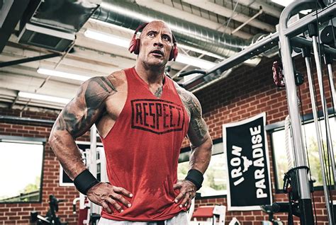 Look Pose Tattoo Actor Muscle Wrestler Dwayne Johnson Athlete