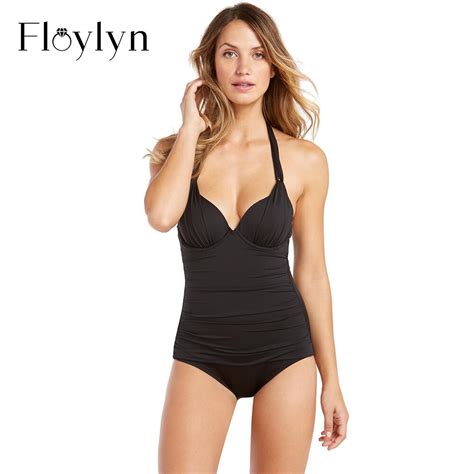 Floylyn Push Up Sexy One Piece Swimsuit Bandage Halter Women Summer