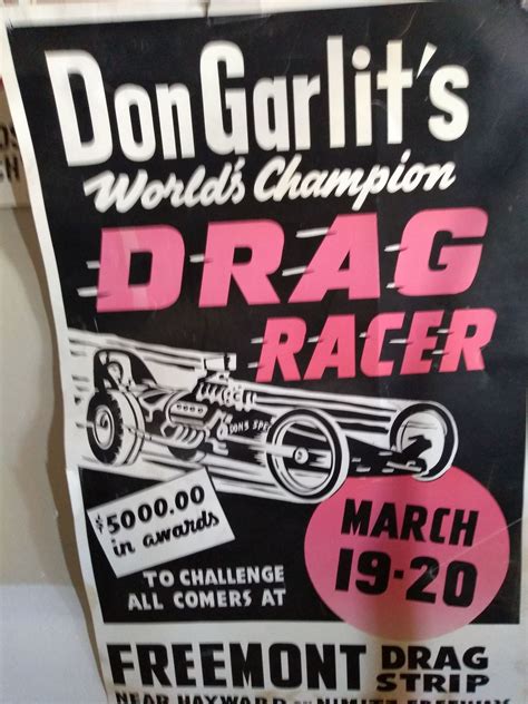 Vintage Fremont Drag Strip Poster Don Garlits Drag Racing Cars Race