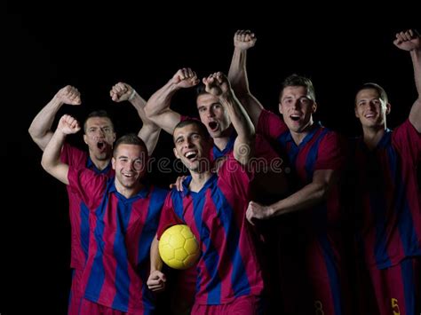 Soccer Players Celebrating Victory Stock Image Image Of Football