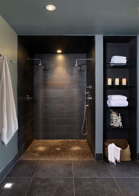 Wet bath wall between sink. 33 black slate bathroom floor tiles ideas and pictures