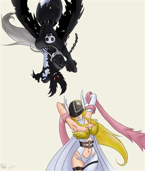 Angewomon And Ladydevimon By Ponzeus On Deviantart Digimon