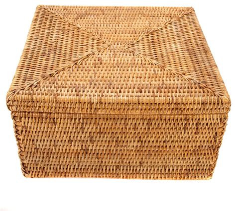 Artifacts Rattan Storage Box With Lid Letter File Tropical