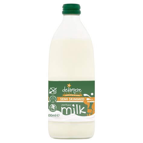 Sterilised Semi Skimmed Milk 500ml Glass Bottle Delamere Dairy