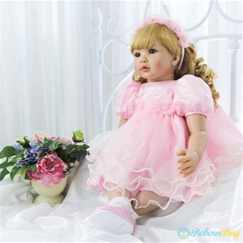 24 Inches Baby Doll With Curly Blonde Hair Reborn Toddler Girl Blonde Hair