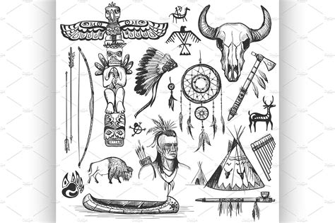 Native American Symbols And Designs In Black And White