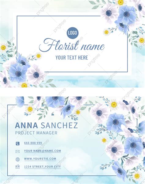 dreamy creative watercolor flower business card template download on pngtree