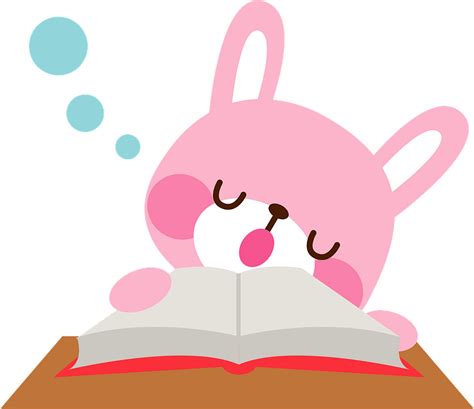 Rabbit Sleeping On The Book Clipart Free Download Transparent Png
