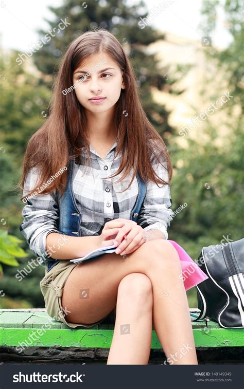 Beautiful School College Girl Sitting On Stock Photo