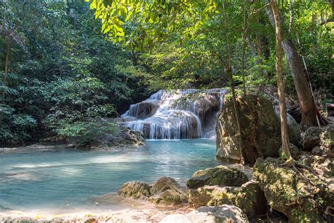 Image Thailand Erawan Falls Kanchanaburi Nature Waterfalls Park