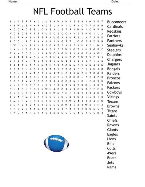 NFL Word Search Printable