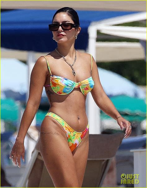 Vanessa Hudgens Wears Colorful Bikini For Beach Day In Italy Photo 4796517 Bikini Stella