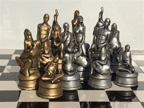 Erotic Chess Set S Replica Fantasy Chess Set Gold Etsy