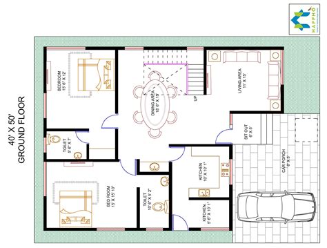 4 Bhk Floor Plan For 40 X 50 Plot 2000 Square Feet222 Squareyards