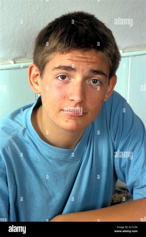 Portrait Spotty Teenage Boy Stock Photo Alamy