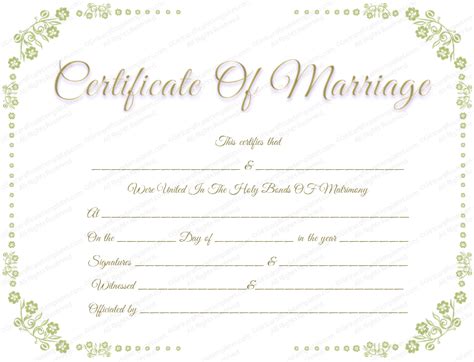 Marriage Certificate Template With Flowers Border