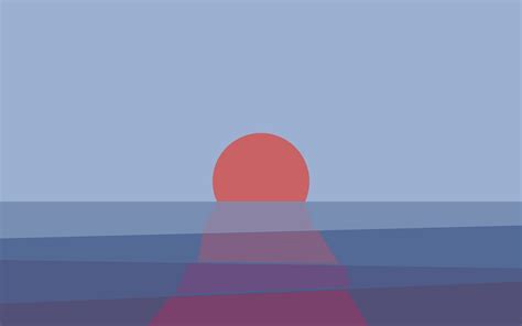 Digital Art Minimalism Sunset Sea Horizon Reflection Sun