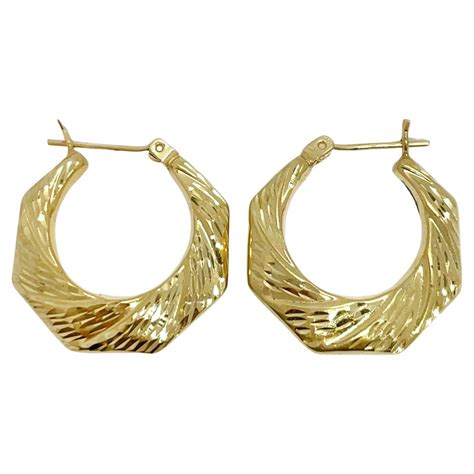 Diamond Lattice Hoop Yellow Gold Earrings For Sale At Stdibs Golden
