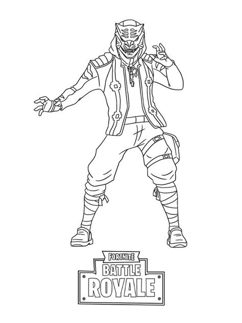 He wears a black tie, white shirt, vest, black pants, and leather shoes. Free printable Fortnite coloring pages for Kids