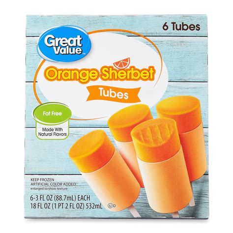 Great Value Orange Sherbet Tubes 18 Oz 6 Count