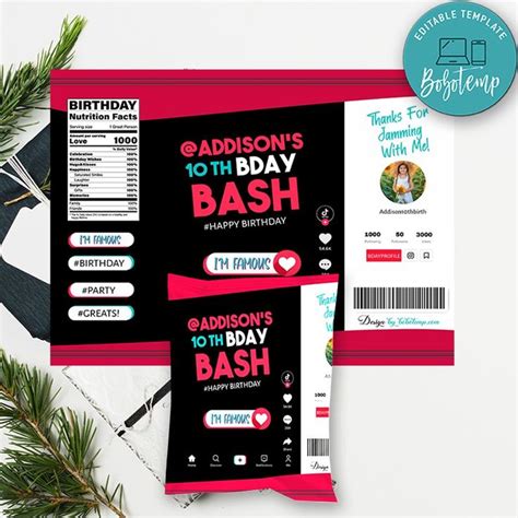 2 psd files that you can use according to the type of product you have designed. TikTok Chip Bag Digital File Printable Instant Download in ...