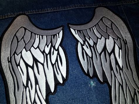 Two Large Angel Wings Patches On Back Jacket Embroidered Etsy