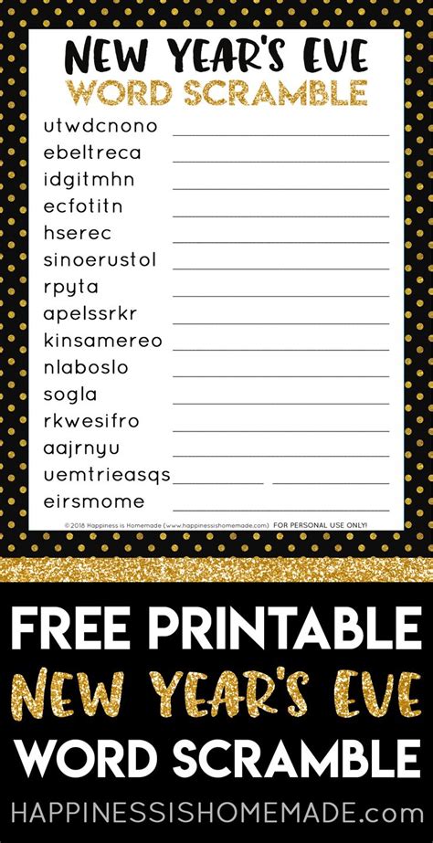 This Free Printable New Years Eve Word Scramble Is A Ton Of Fun For