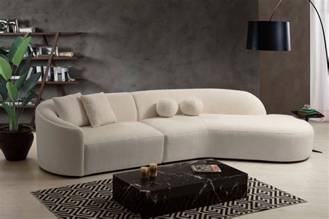 Cloe Ivory Boucle Curved Raf Sectional Nova Furniture