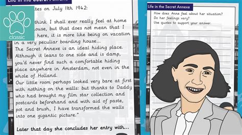 Teachers Pet Anne Frank Diary Extract With Questions Life In The