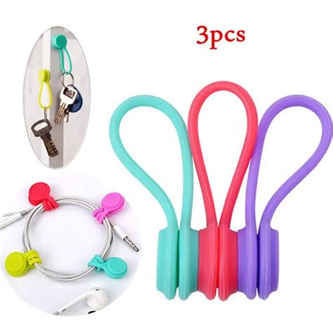 Best Price 3pcs Soft Silicone Magnetic Cable Organizer Key Cord Wire