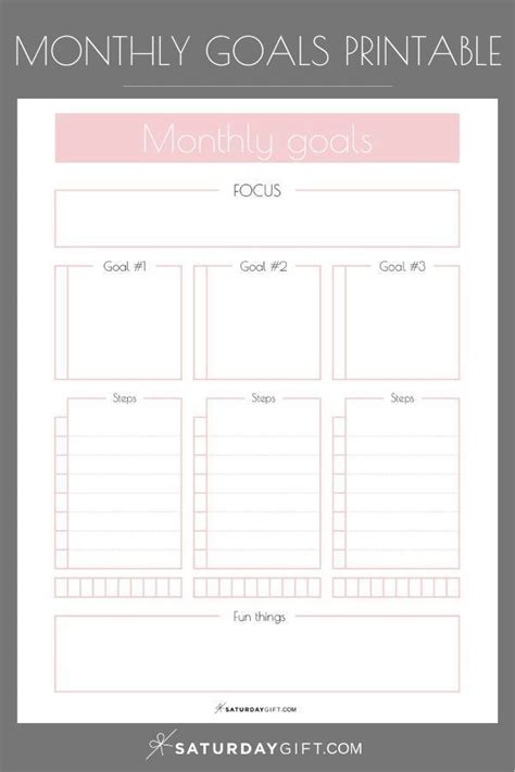 Monthly Goals Planner Sheet Calendar 2020 Easily Set Your Mini Goals