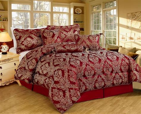 Luxurious 7pcs Quilted Jacquard Bedspread Set Comforter Set Faith Burgundy Double Size