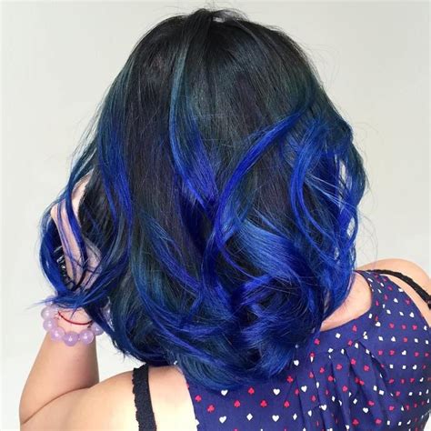 Black Hair With Electric Blue Tips