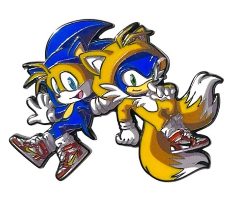 sonic the hedgehog and tails enamel pin 90s video game pins classic mashup art 14 00 picclick
