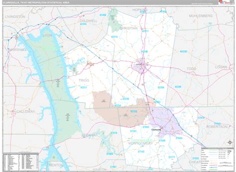 Clarksville Metro Area Tn Zip Code Maps Premium