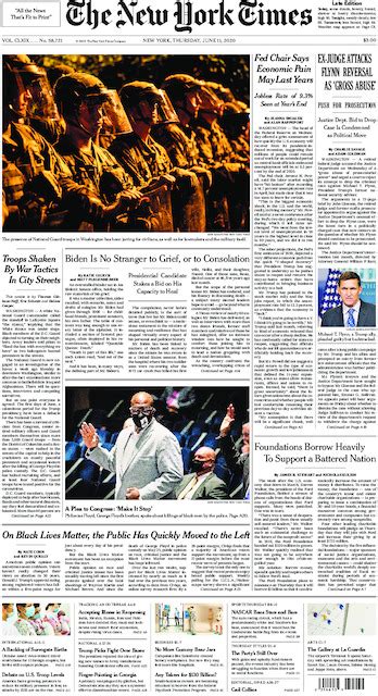 The New York Times In Print For Thursday June 11 2020 The New York