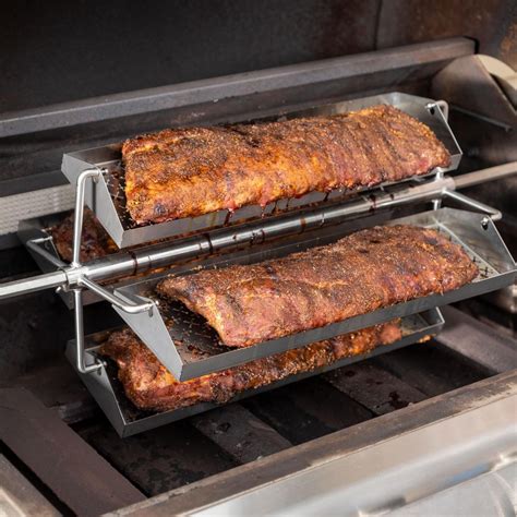 Bbqguys Signature Series Rib Rotisserie Rotating Bbq Grill Trays Bbq