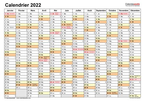 Calendrier 2022 Excel Word Et Pdf Calendarpedia