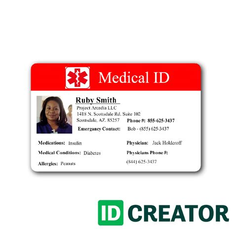 Please print the information on the card for legibility as its size reduces upon its printing. Medical ID Card | Healthcare/Hospital Badge | Pinterest ...