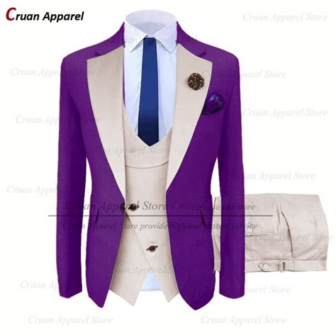 20 Colors New Luxury Purple Wedding Suit Men Set Slim Fit Best Man Groom Tuxedo Custom Stylish