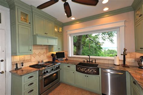 Sage green kitchen walls with oak cabinets cupboard paint. Sage Green Custom Cabinets - Traditional - Kitchen - Dallas - by Chip's Kitchens & Baths
