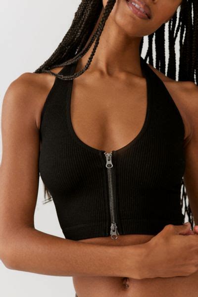 Out From Under Jackie Seamless Zip Up Halter Bra Top Urban Outfitters Canada