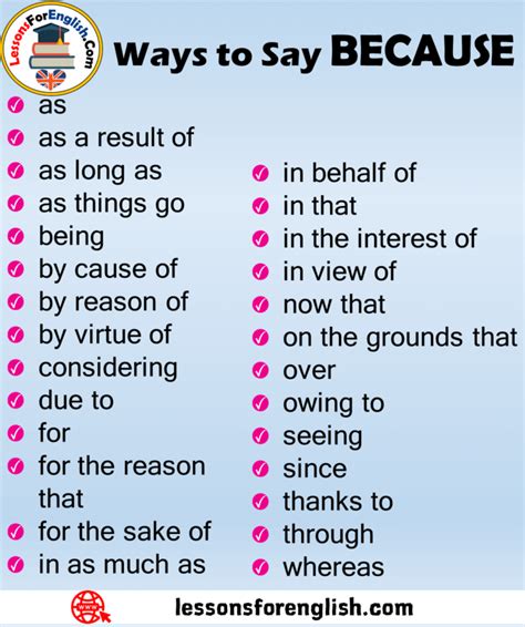 Ways To Say Because In English Lessons For English
