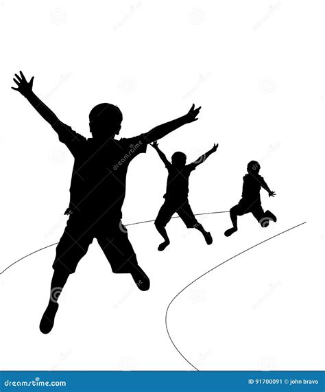 Group Of Happy School Children Active Jumping Dancing Running Playing