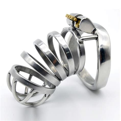 stainless steel cock cage male chastity device metal cb penis lock belt chastity cage virginity